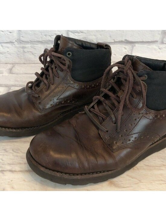 UGG SULLIVAN STOUT Brown Shearling Lined Leather Lace Up Boots Mens 8 (w1c) - Picture 1 of 10